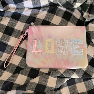 OMG Accessories Tye Dye Pouch with Love Patches
